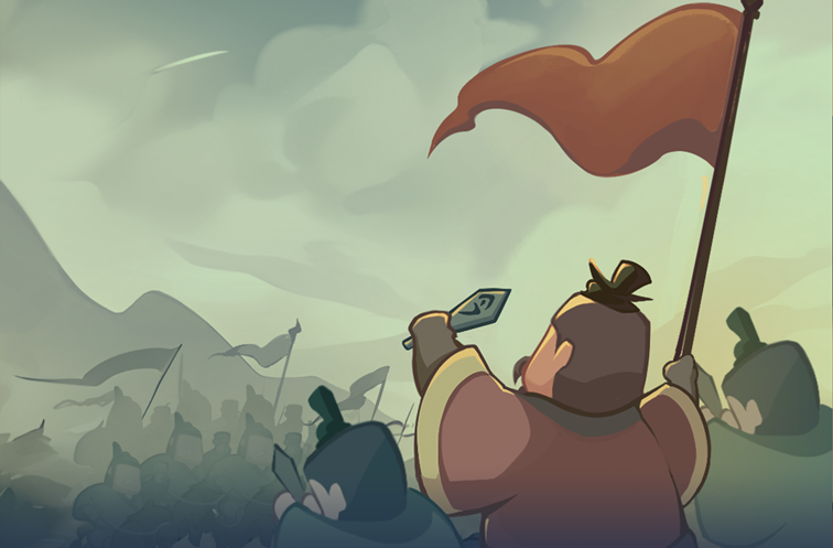 Game character on horse